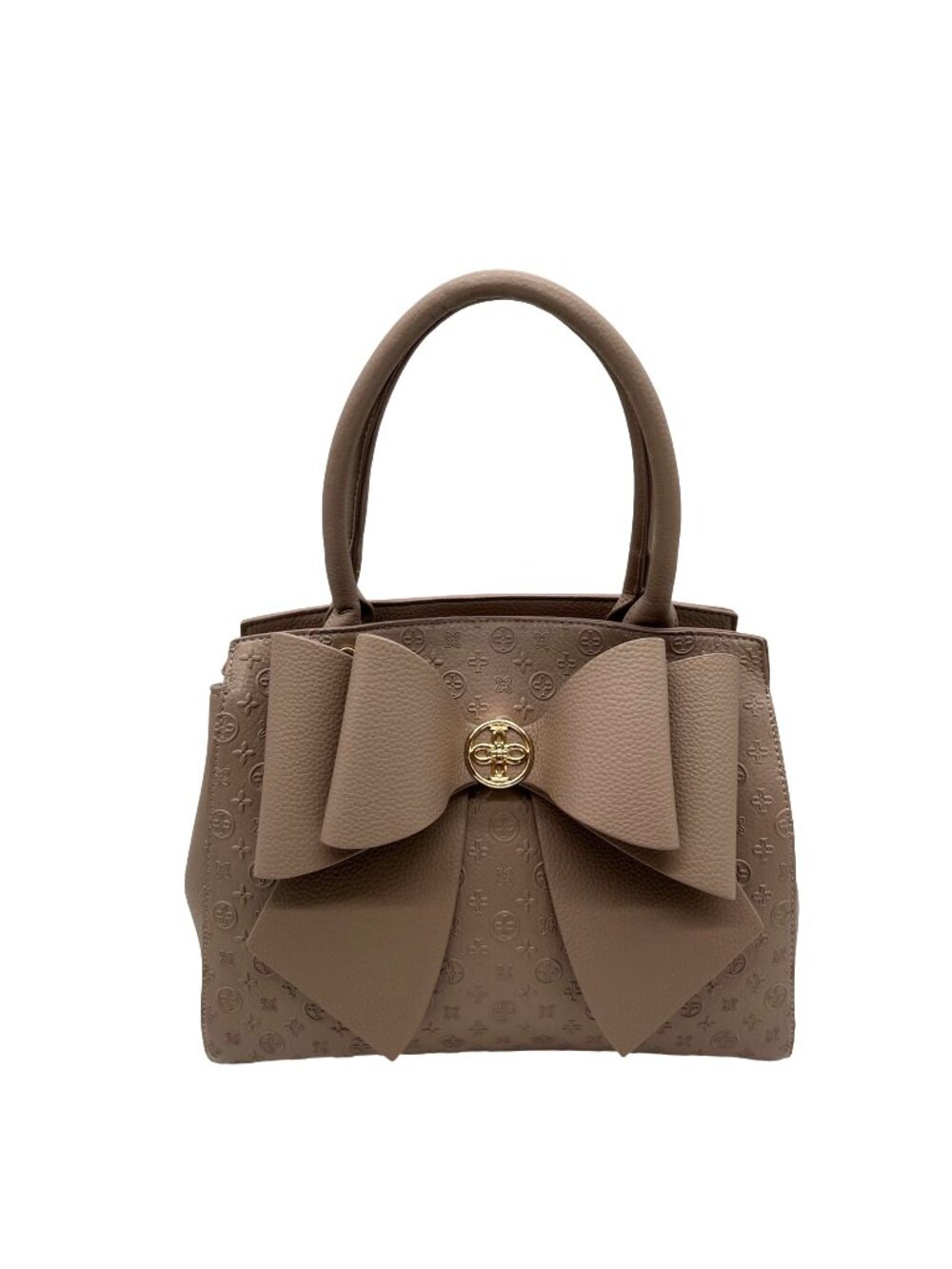 Like Dreams Taupe Large Bow Faux Leather Satchel